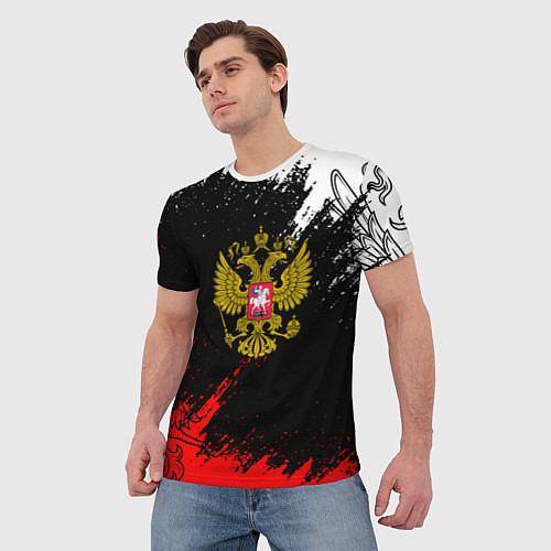 Мужская футболка Russia Патриот Герб / 3D-принт – фото 3
