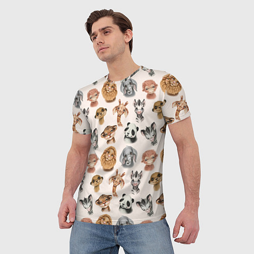Мужская футболка Милые дикие животные / 3D-принт – фото 3