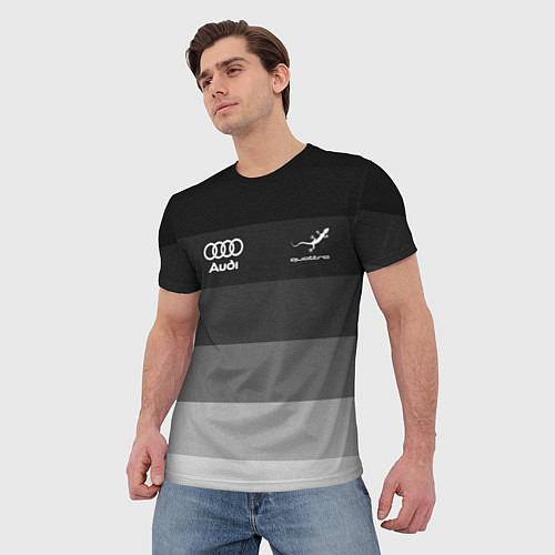Мужская футболка Audi, Ауди Серый градиент / 3D-принт – фото 3