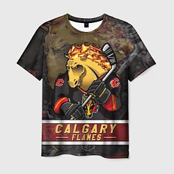 Футболка мужская Калгари Флэймз, Calgary Flames Маскот, цвет: 3D-принт