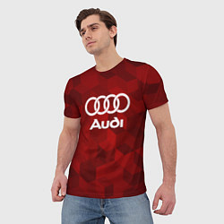 Футболка мужская Ауди, Audi Красный фон, цвет: 3D-принт — фото 2