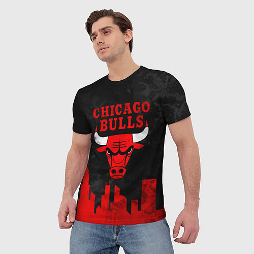 Мужская футболка Chicago Bulls, Чикаго Буллз Город / 3D-принт – фото 3