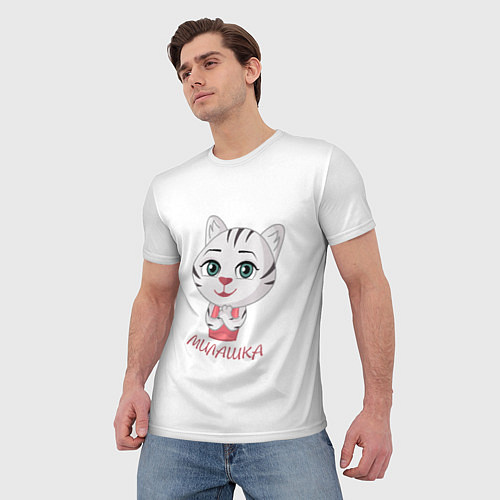 Мужская футболка Милая тигрица / 3D-принт – фото 3