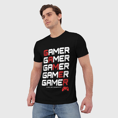 Мужская футболка GAMER - GAMER - GAMER / 3D-принт – фото 3