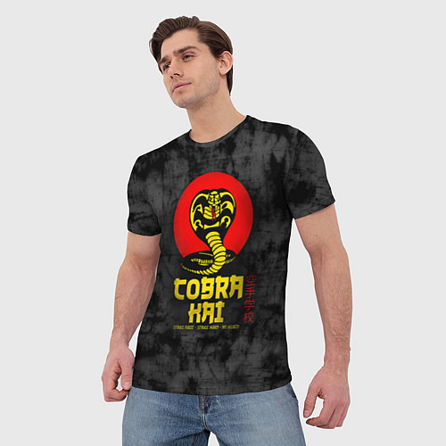 Мужская футболка Кобра Кай Змея Иероглифы Сериал / 3D-принт – фото 3