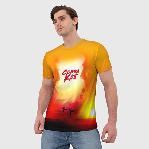 Мужская футболка Кобра Кай Закат Градиент Cobra Kai Sun / 3D-принт – фото 3
