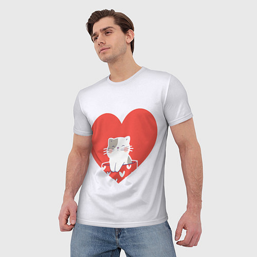 Мужская футболка Котик желает любви / 3D-принт – фото 3