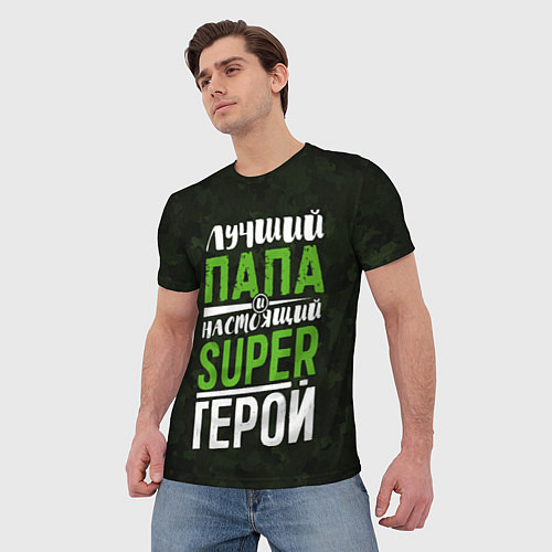 Мужская футболка Папа Super Герой / 3D-принт – фото 3