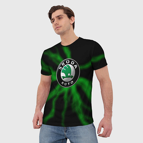 Мужская футболка Skoda - Гроза / 3D-принт – фото 3