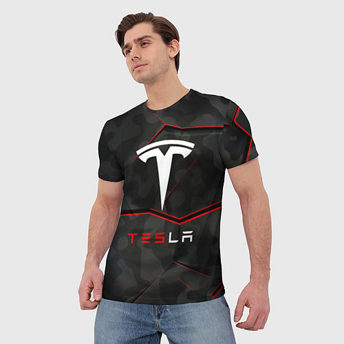 Мужская футболка Tesla Sport Logo / 3D-принт – фото 3