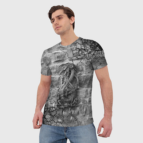Мужская футболка ДраконСкандинавские символы / 3D-принт – фото 3