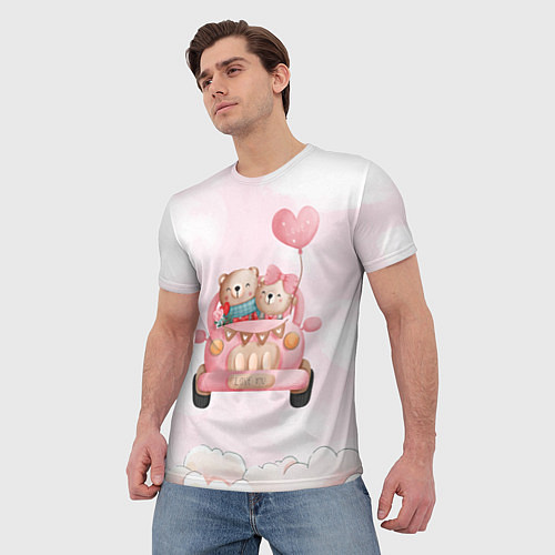 Мужская футболка Влюбленные мишки на машине Свадьба / 3D-принт – фото 3