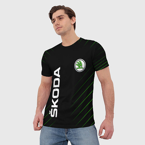 Мужская футболка Skoda Шкода Полосы / 3D-принт – фото 3