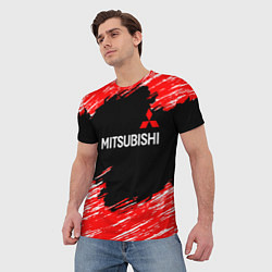 Футболка мужская Mitsubishi размытые штрихи, цвет: 3D-принт — фото 2