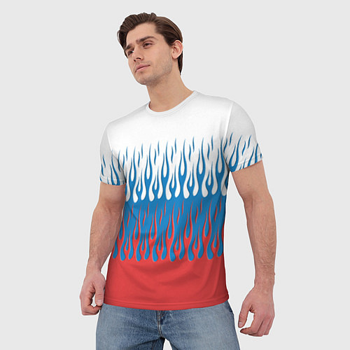 Мужская футболка Флаг России пламя / 3D-принт – фото 3