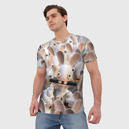 Мужская футболка Куча бешеных кроликов / 3D-принт – фото 3