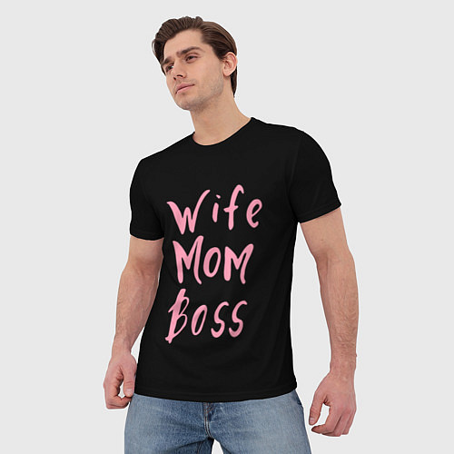 Мужская футболка Wife Mom Boss / 3D-принт – фото 3