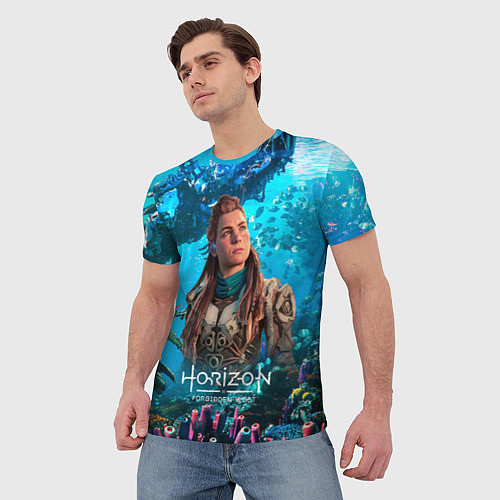 Мужская футболка Элой Horizont Forbidden West / 3D-принт – фото 3