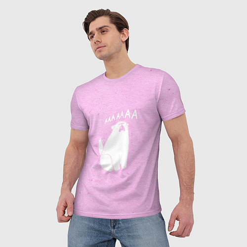 Мужская футболка Кот орет ааааа / 3D-принт – фото 3