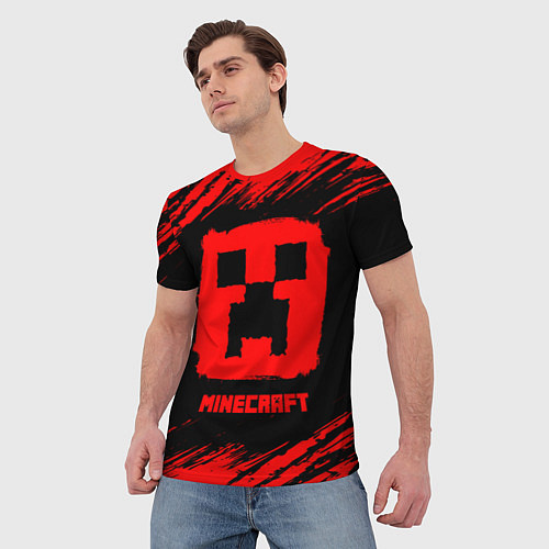 Мужская футболка MINECRAFT - Красный Крипер / 3D-принт – фото 3