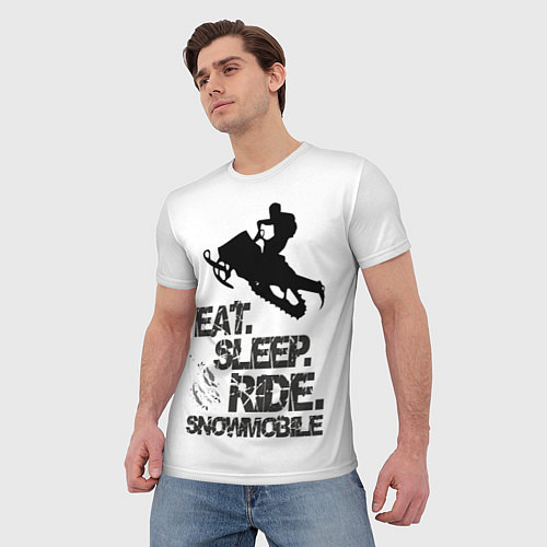 Мужская футболка EAT SLEEP RIDE SNOWMOBILE / 3D-принт – фото 3