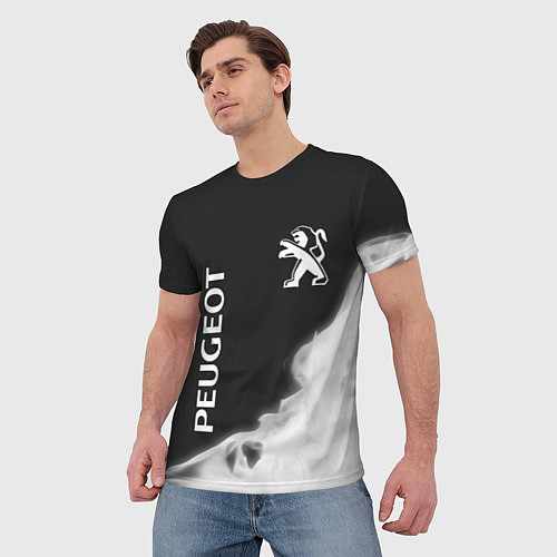 Мужская футболка PEUGEOT - Огненный Лев / 3D-принт – фото 3