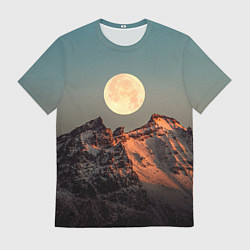 Футболка мужская Полная луна и горы, цвет: 3D-принт