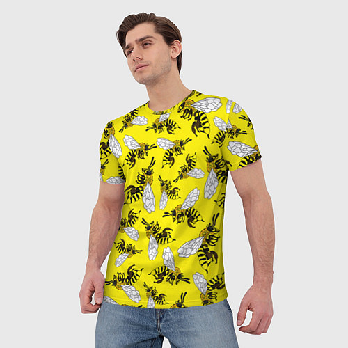 Мужская футболка Пчелы на желтом / 3D-принт – фото 3