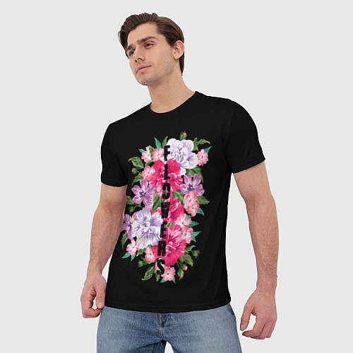 Мужская футболка Букет цветов / 3D-принт – фото 3