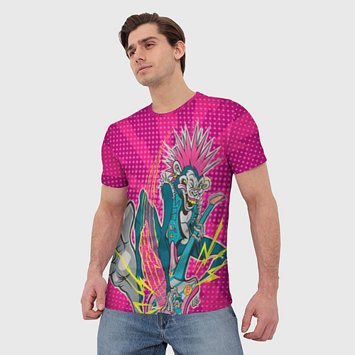 Мужская футболка Крейзи-рок-обезьяна / 3D-принт – фото 3