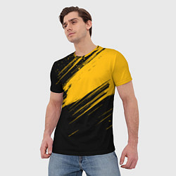 Футболка мужская Black and yellow grunge, цвет: 3D-принт — фото 2