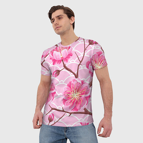 Мужская футболка Большие цветы / 3D-принт – фото 3