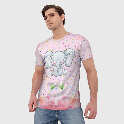 Мужская футболка Слоних в конфетти / 3D-принт – фото 3