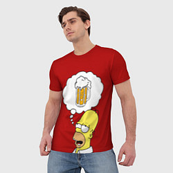 Футболка мужская Гомер думает о пиве Симпсоны Simpsons, цвет: 3D-принт — фото 2