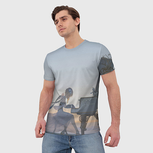 Мужская футболка LUMINE PLAYS PIANO GENSHIN IMPACT / 3D-принт – фото 3