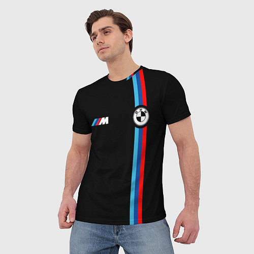 Мужская футболка БМВ 3 STRIPE BMW / 3D-принт – фото 3