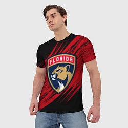 Футболка мужская Florida Panthers, Флорида Пантерз, NHL, цвет: 3D-принт — фото 2