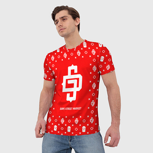 Мужская футболка Узор Red Dope Street Market / 3D-принт – фото 3