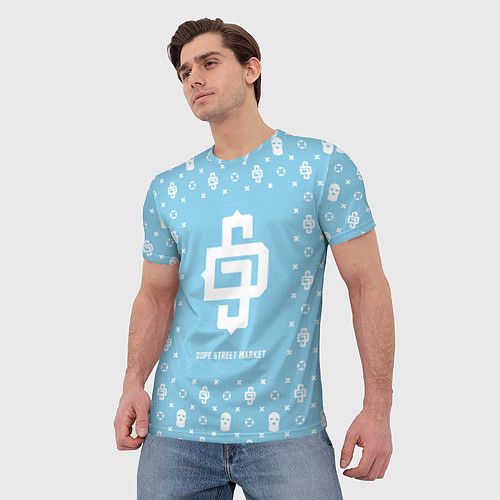 Мужская футболка Узор Sky Blue Dope Street Market / 3D-принт – фото 3
