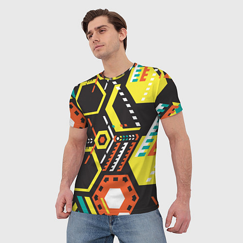 Мужская футболка Schematic abstraction / 3D-принт – фото 3