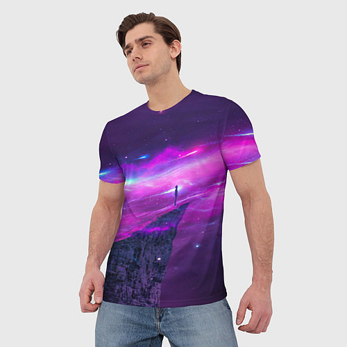Мужская футболка Наедине со вселенной Alone with the universe / 3D-принт – фото 3