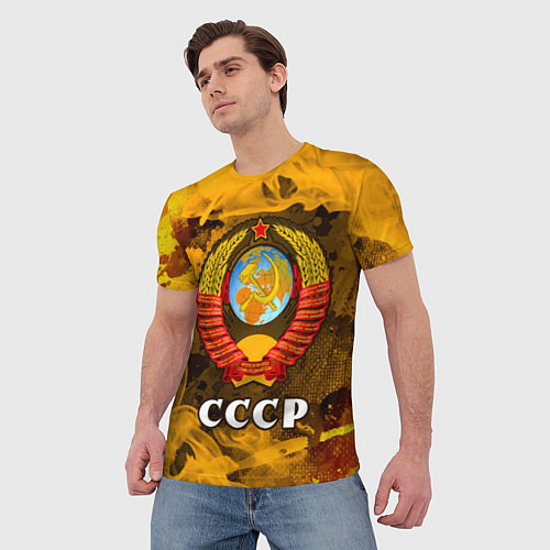Мужская футболка СОВЕТСКИЙ СОЮЗ - ГЕРБ - Пламя / 3D-принт – фото 3