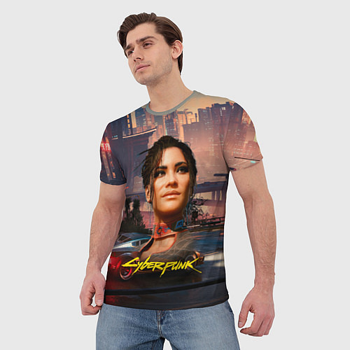 Мужская футболка Panam Панам Cyberpunk 2077 портрет / 3D-принт – фото 3