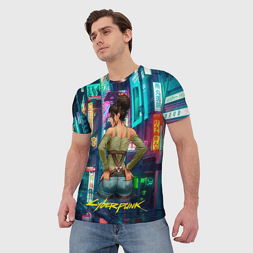 Мужская футболка Панам вид сзади Cyberpunk2077 / 3D-принт – фото 3