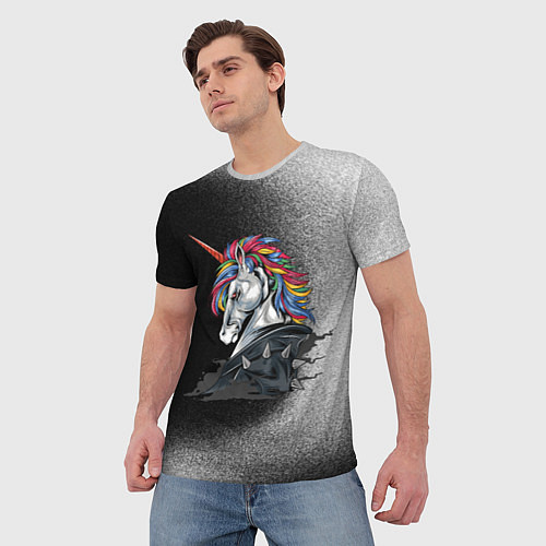 Мужская футболка Брутальный единорог / 3D-принт – фото 3