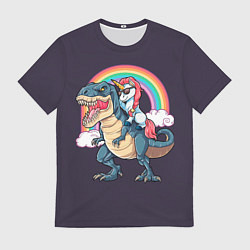 Футболка мужская Модный Единорог На Динозавре, цвет: 3D-принт