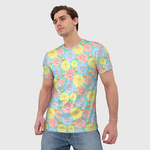 Мужская футболка Медитация цветки лотоса / 3D-принт – фото 3