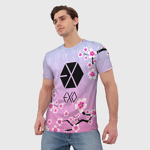 Мужская футболка EXO ЦВЕТЫ САКУРЫ / 3D-принт – фото 3