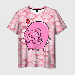 Футболка мужская Розовый влюбленный слон, цвет: 3D-принт