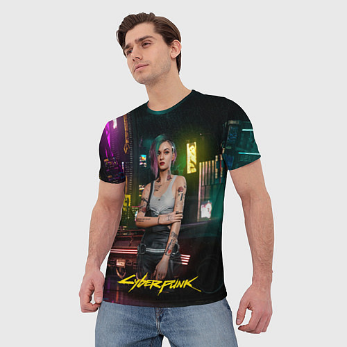 Мужская футболка Judy cyberpunk2077 / 3D-принт – фото 3
